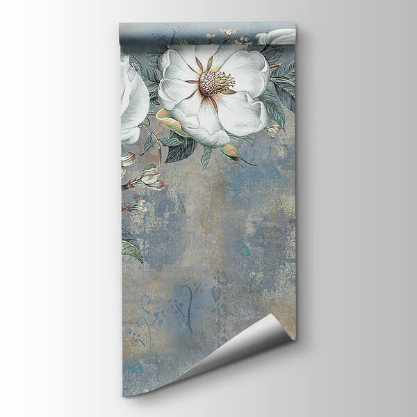 White flowers on a blue background White flowers on a blue background