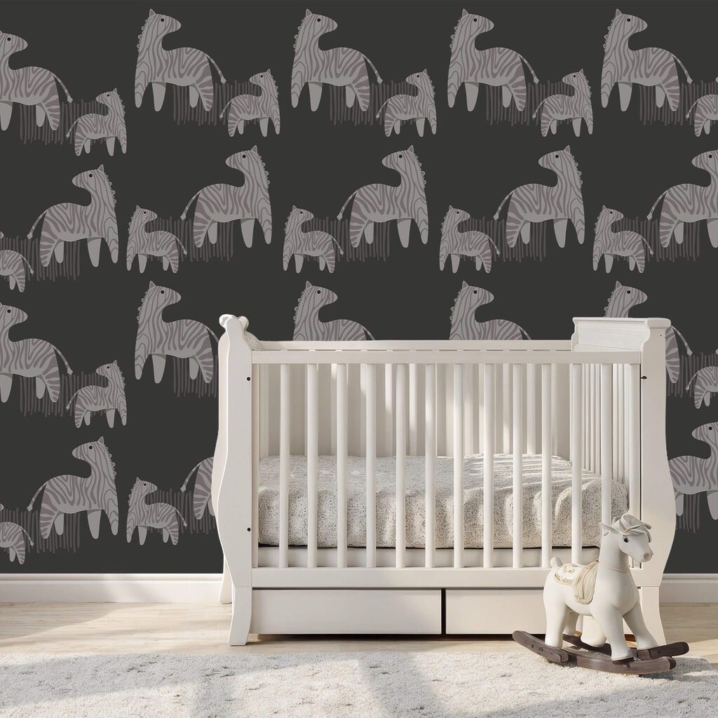 Motivo di cavalli su sfondo nero Motivo di cavalli su sfondo nero