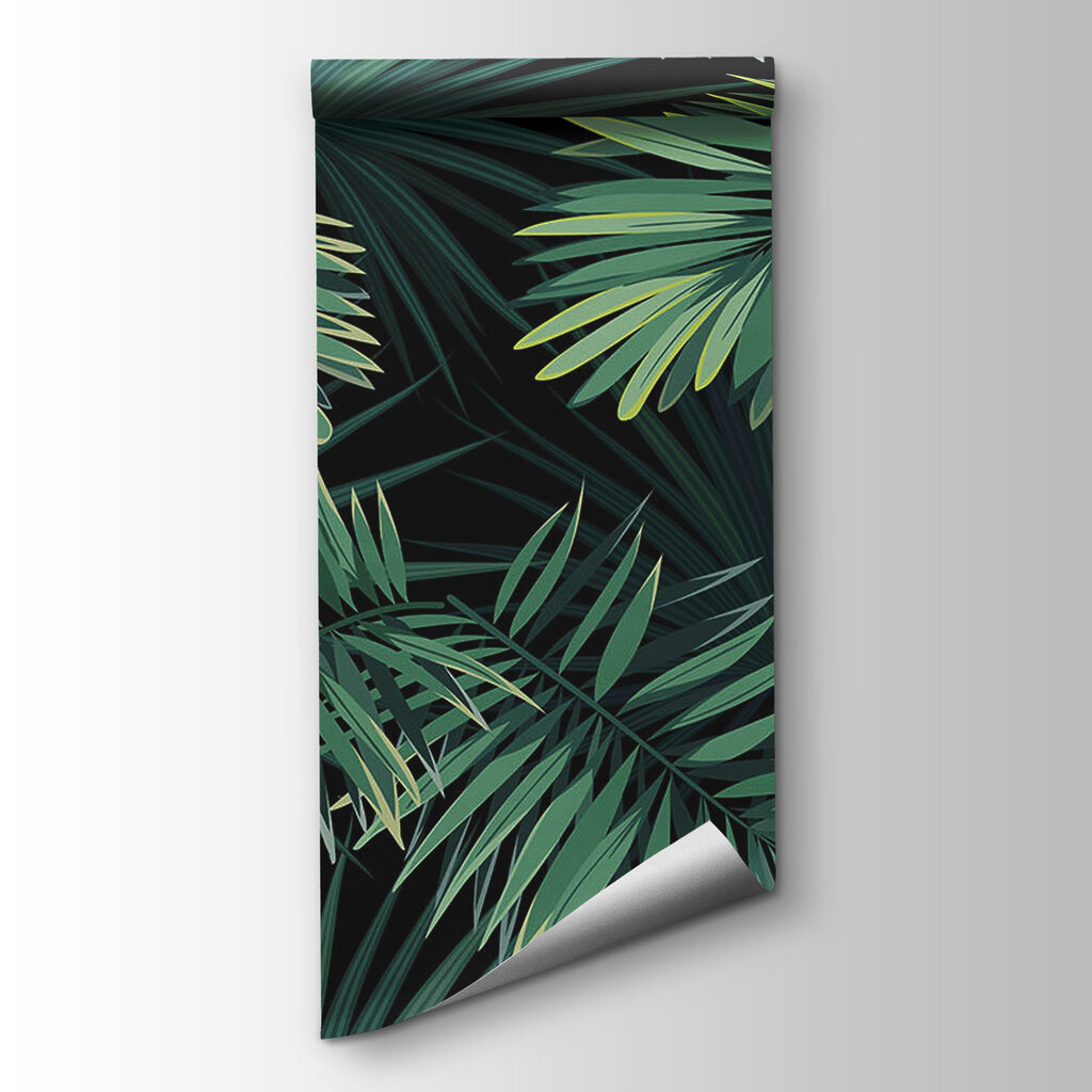 Tropical leaves on a dark background