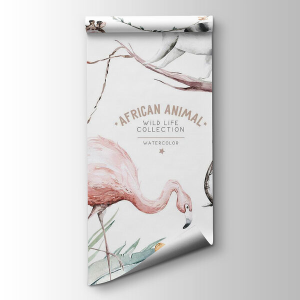 Watercolor illustration of animals and plants