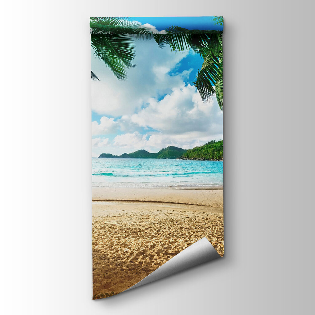 Beach with palm trees and blue water Beach with palm trees and blue water