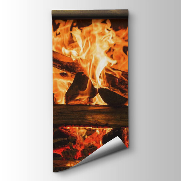 Fire in a fireplace