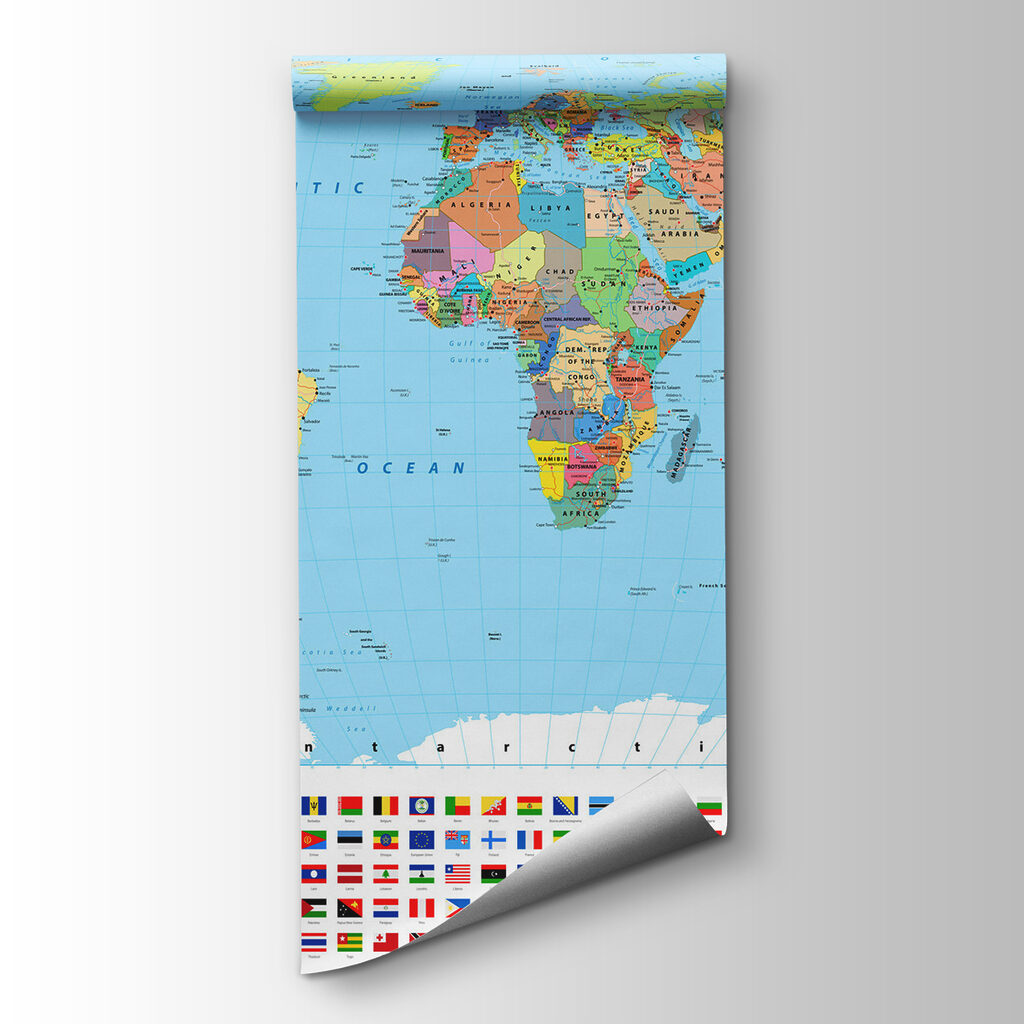 Map of the world with different flags