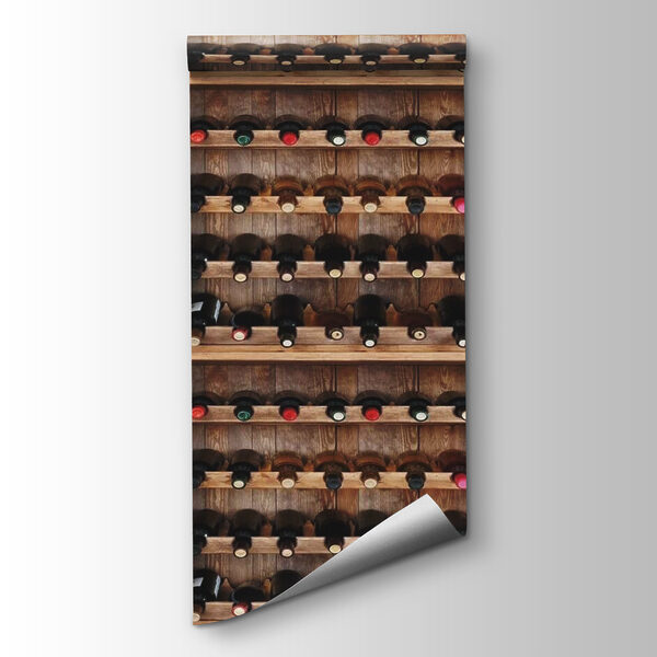 Wine bottles and glasses on a shelf