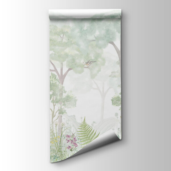 Wallpaper with trees and plants