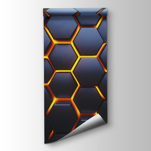 Black hexagons with orange lights