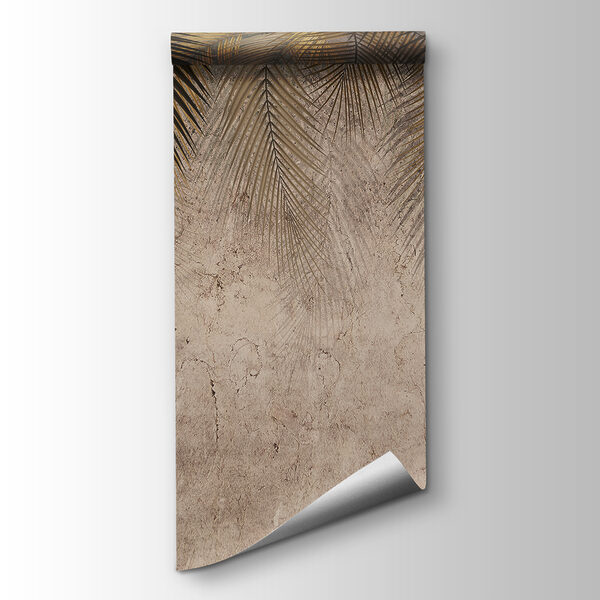 Palm leaves against a textured backdrop