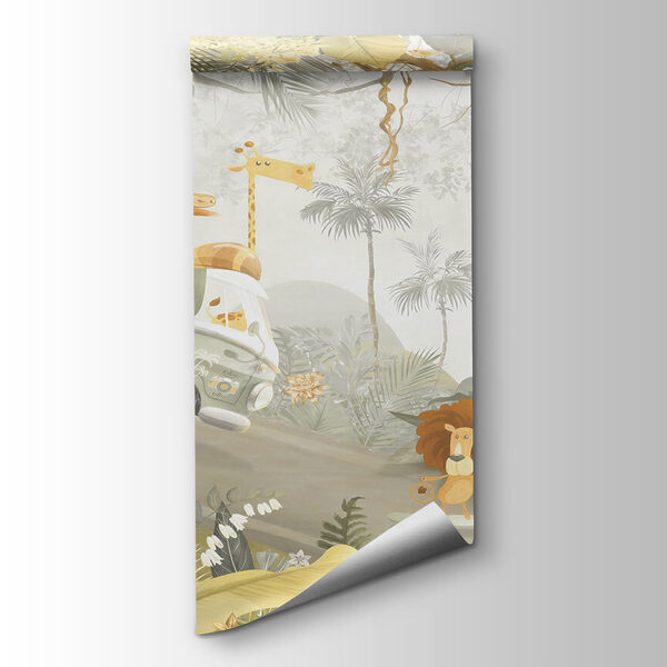 Wallpaper with animals and trees