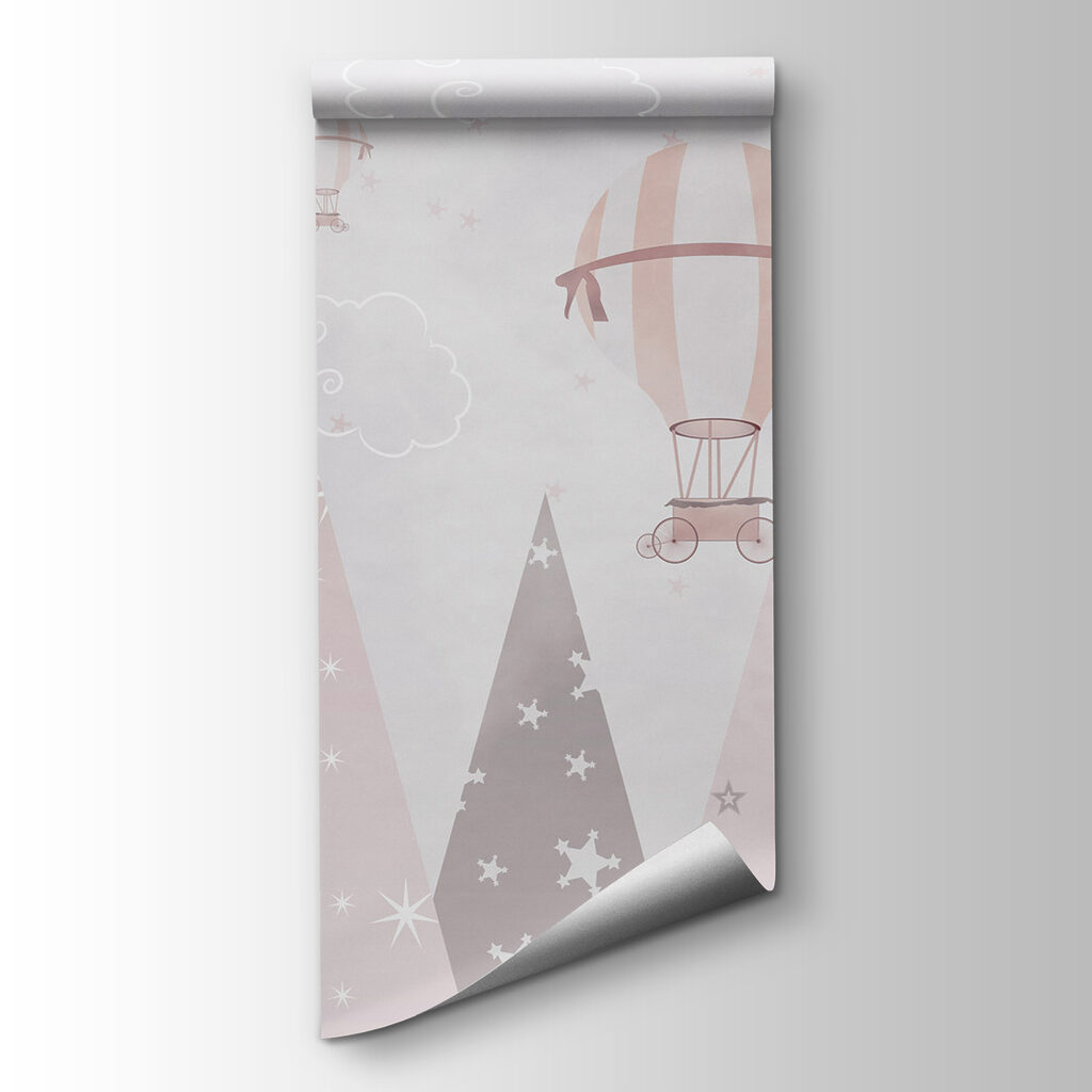 Pink and white hot air balloons