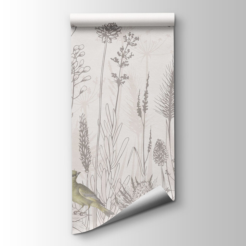 Drawing of birds and plants