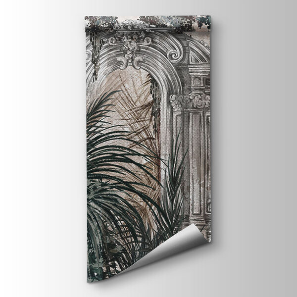 Painting of a stone arch with plants Painting of a stone arch with plants