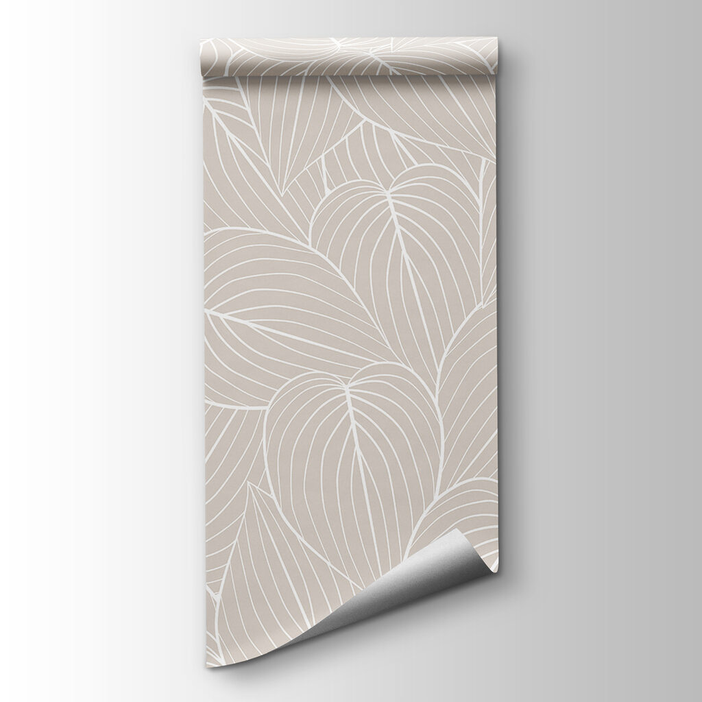 Pattern of leaves on a beige background