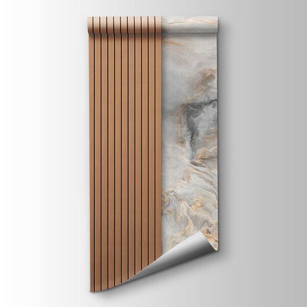 A marble and wood paneling