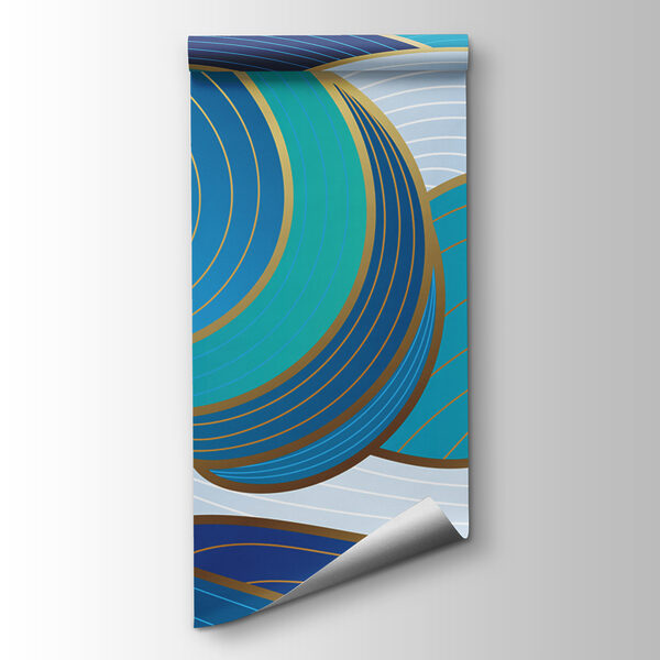 A blue and white swirly waves