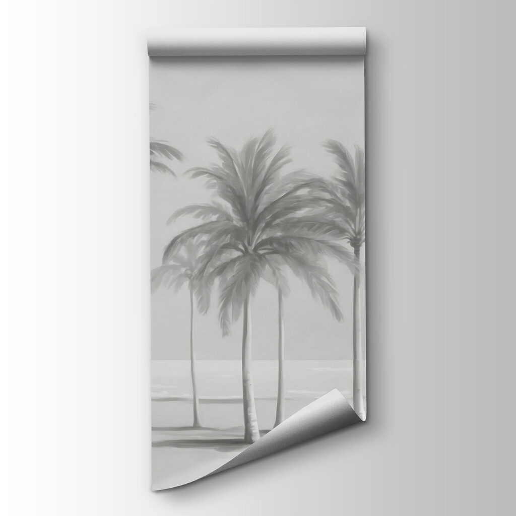 A group of palm trees on a beach