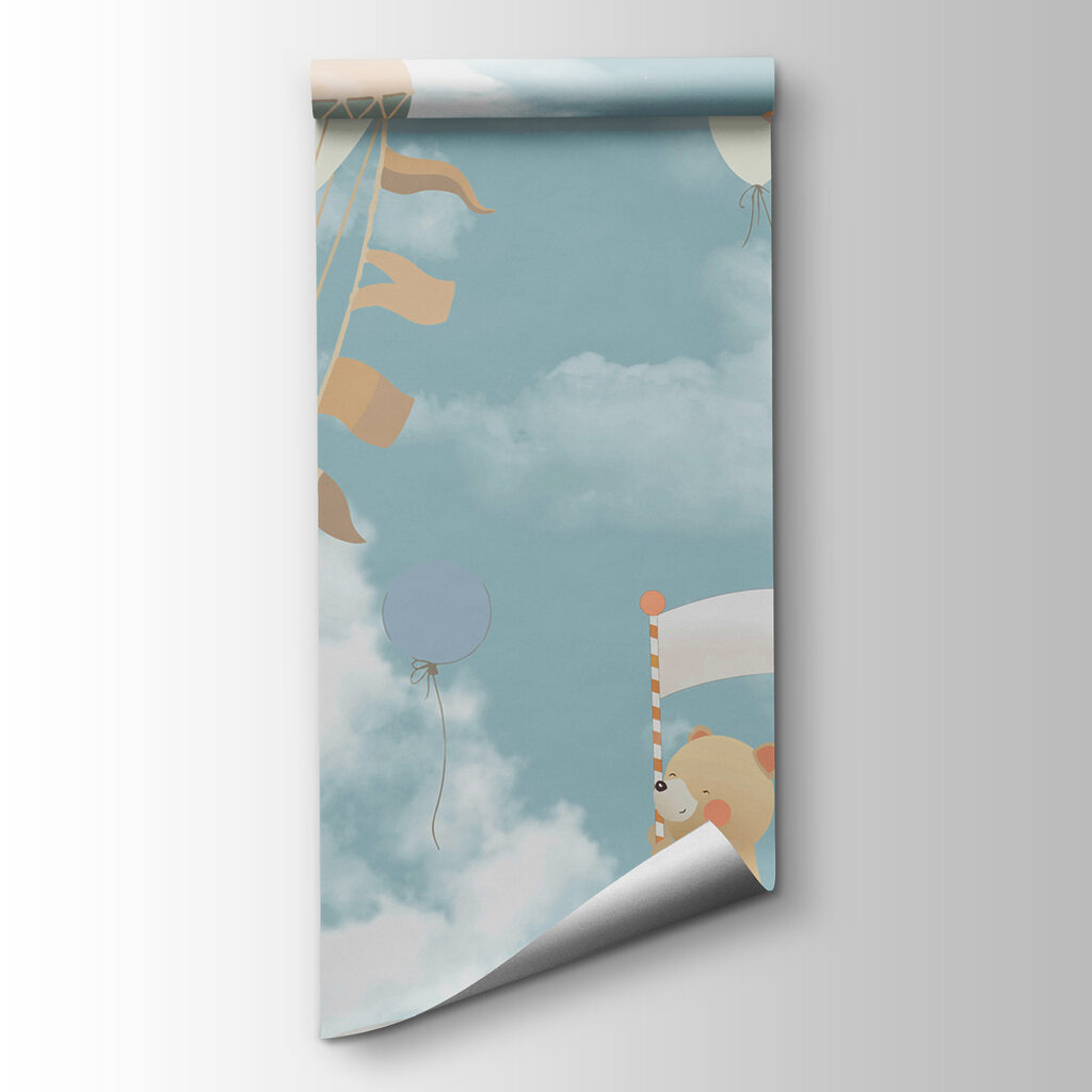 A cartoon of animals in a hot air balloon