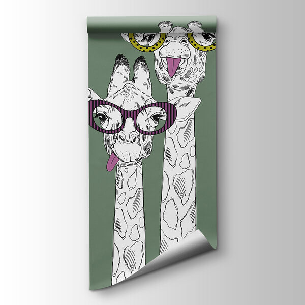 A couple of giraffes wearing glasses A couple of giraffes wearing glasses