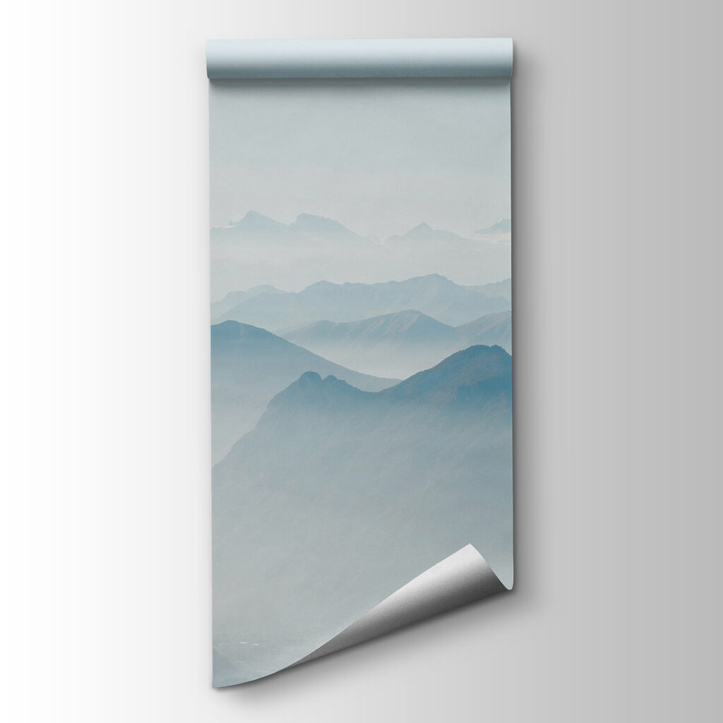 A mountain range with fog A mountain range with fog