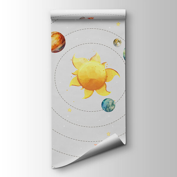 A solar system with planets and stars