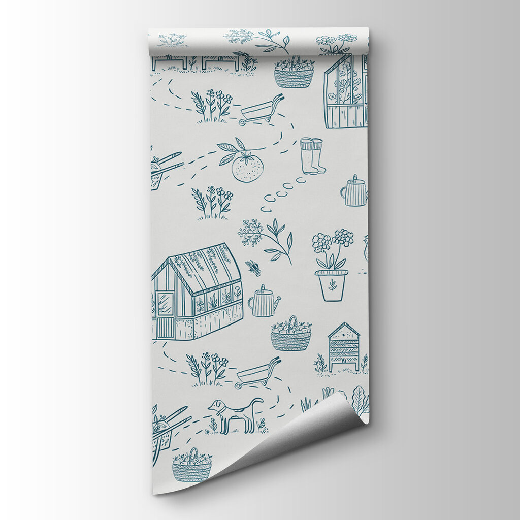 A pattern of gardening tools and plants A pattern of gardening tools and plants