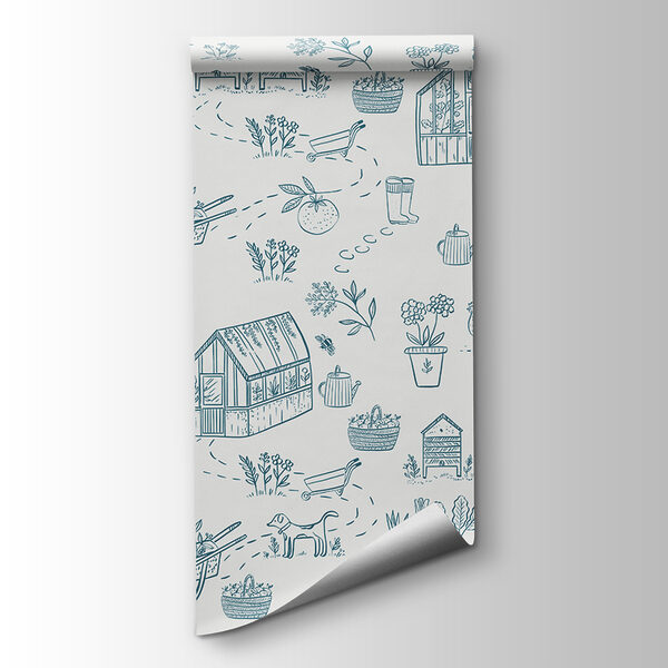 A pattern of gardening tools and plants A pattern of gardening tools and plants