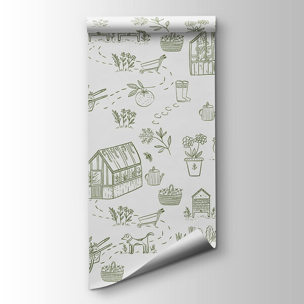 A pattern of gardening tools and plants A pattern of gardening tools and plants