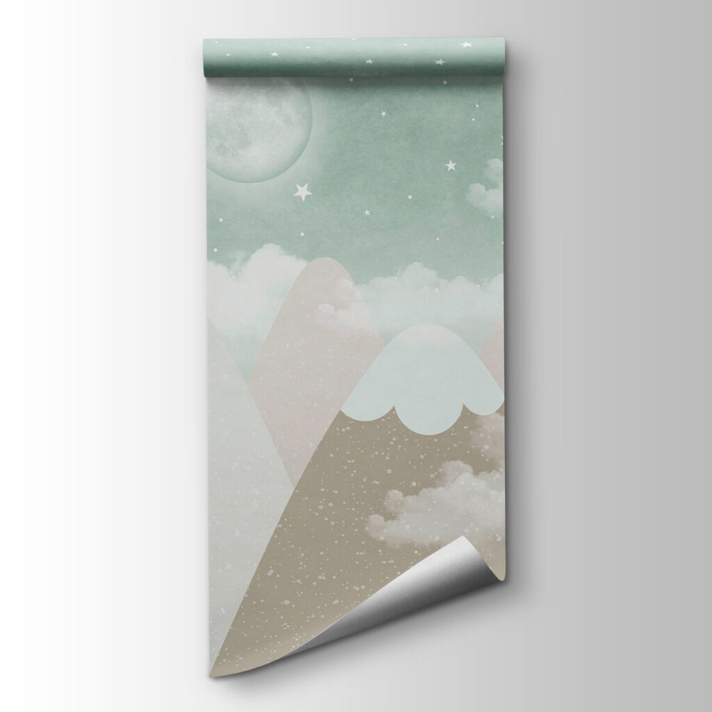 A moon over mountains and clouds A moon over mountains and clouds