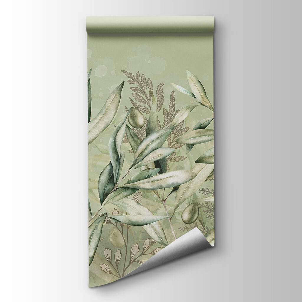 A painting of olives and leaves A painting of olives and leaves