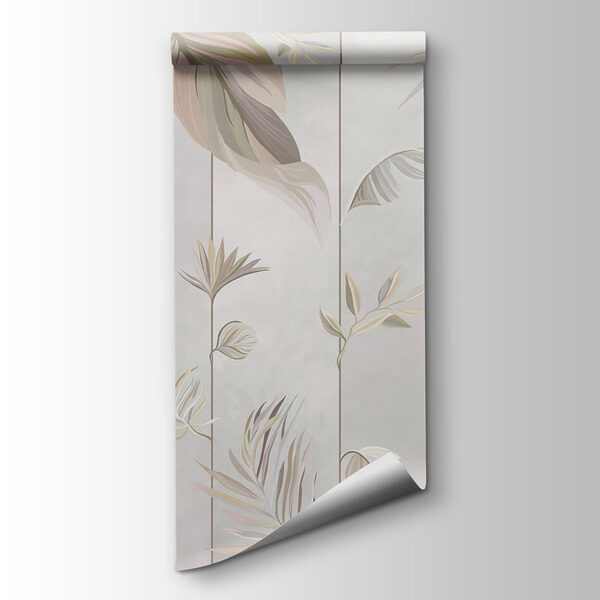 A wallpaper with leaves and flowers A wallpaper with leaves and flowers