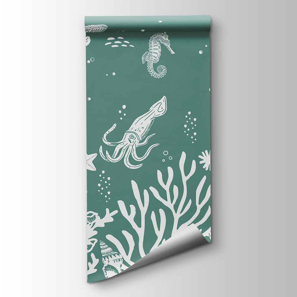 A white outline of sea animals A white outline of sea animals