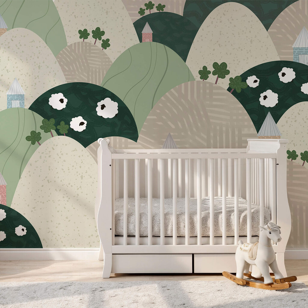 Paesaggio con colline e fiori