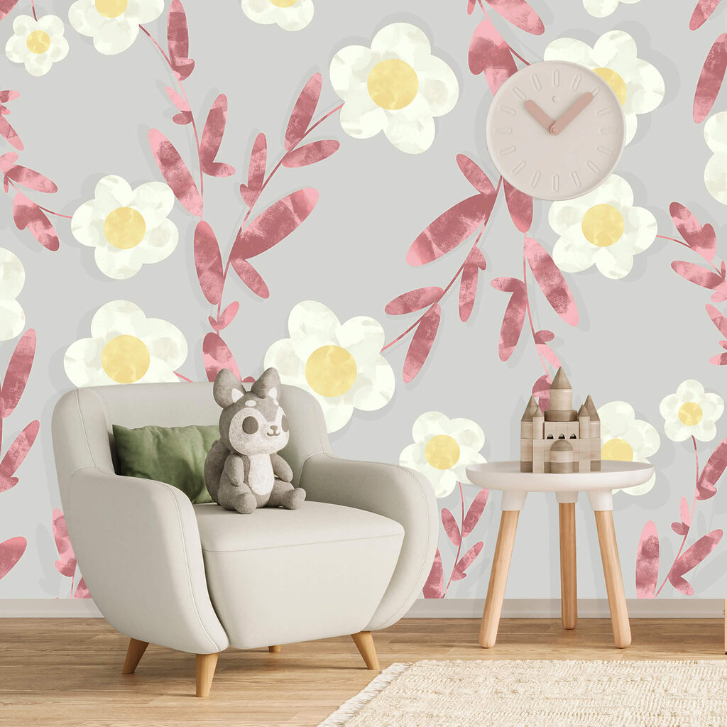 Motivo di fiori bianchi e gialli