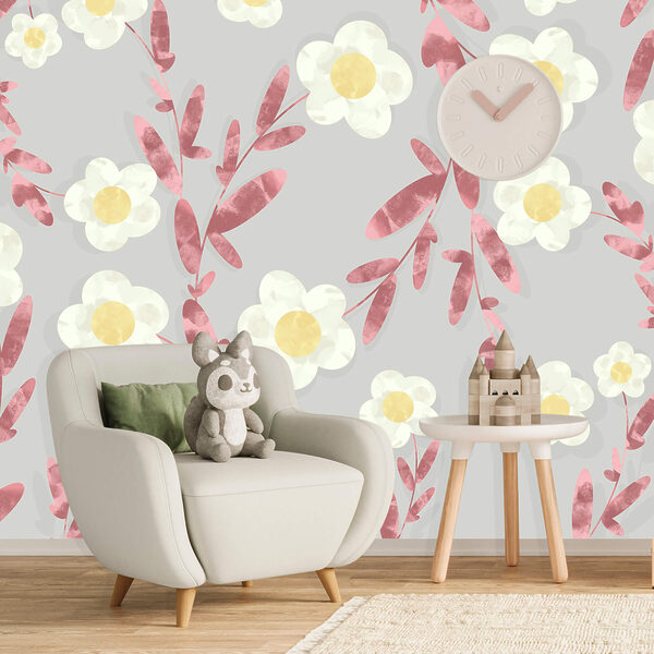 Motivo di fiori bianchi e gialli