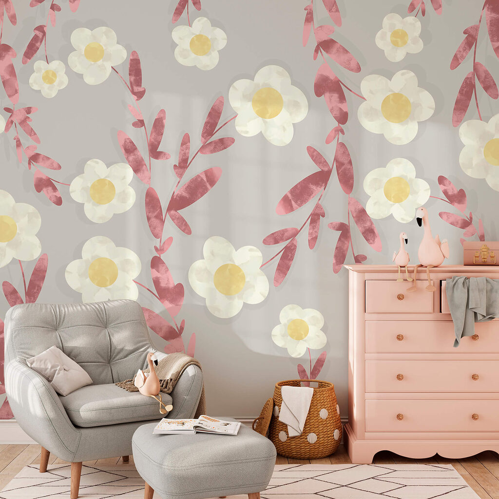 Motivo di fiori bianchi e gialli