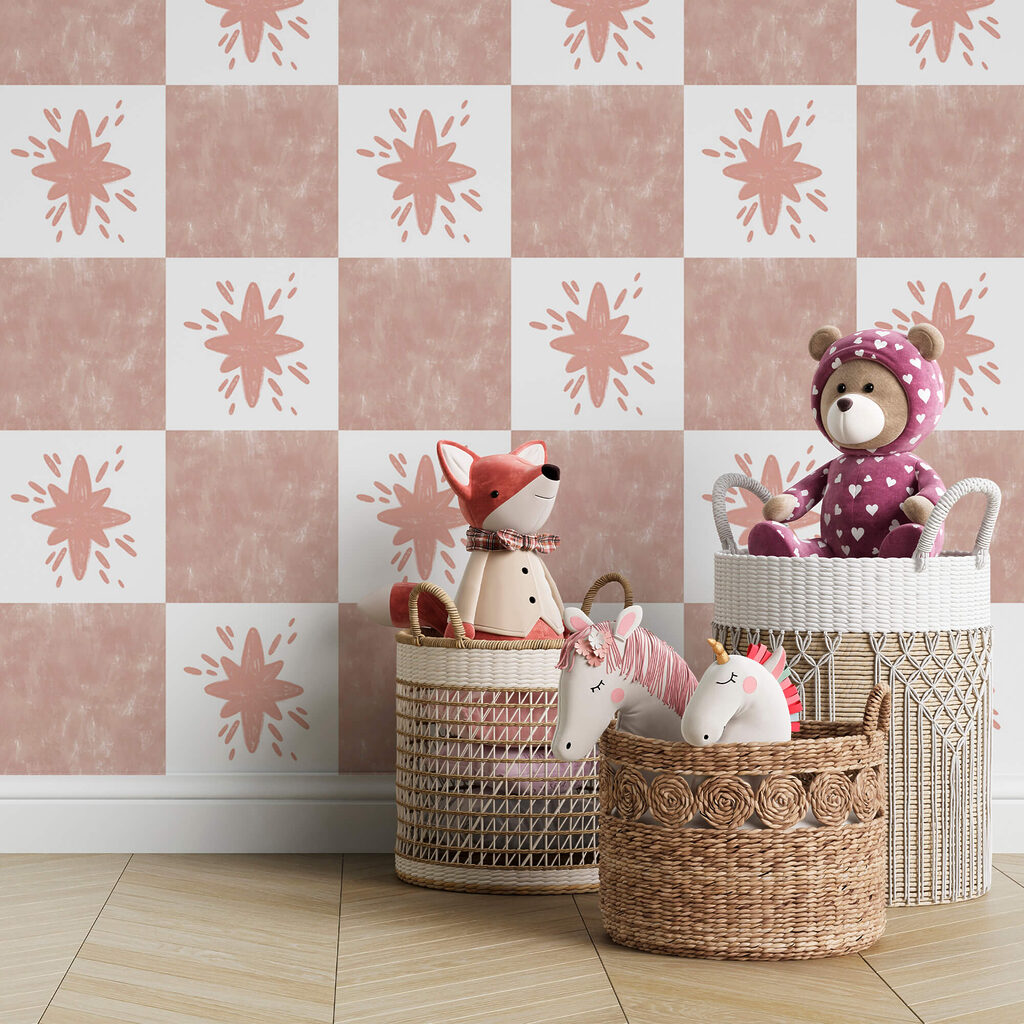 Motivo a quadrati rosa con quadrati bianchi Motivo a quadrati rosa con quadrati bianchi