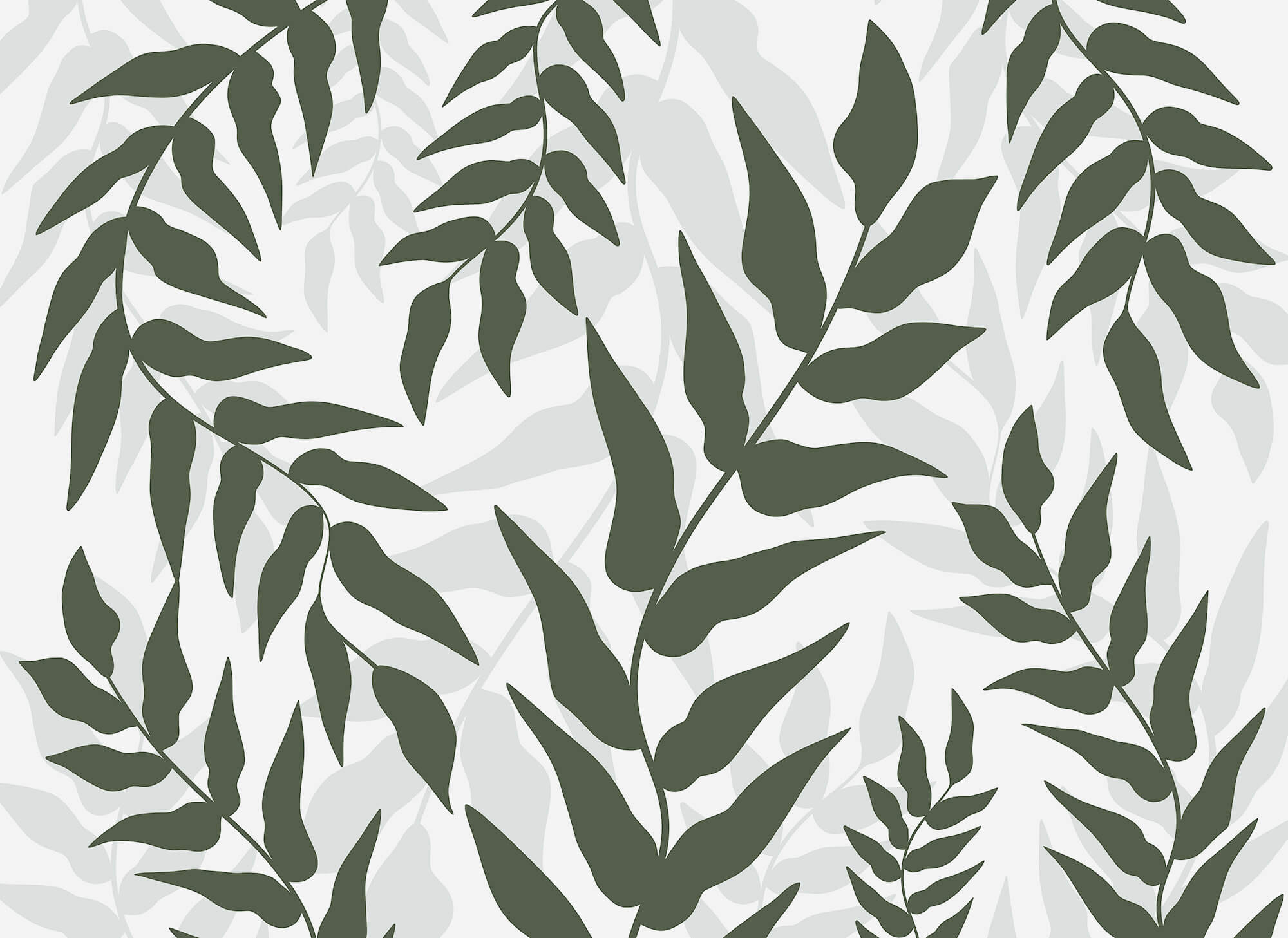 Pattern of leaves on a white background