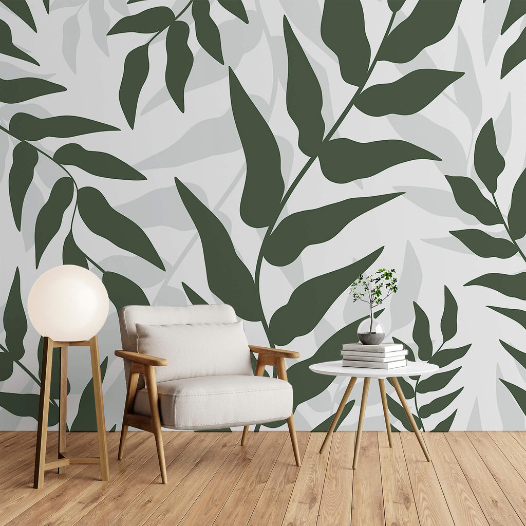 Motivo di foglie su sfondo bianco