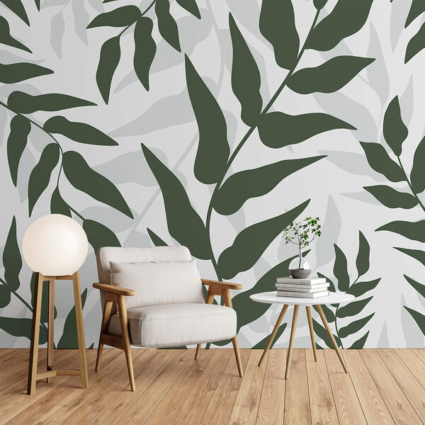 Motivo di foglie su sfondo bianco