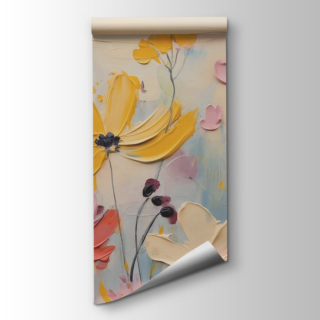 Painting of flowers on a white surface