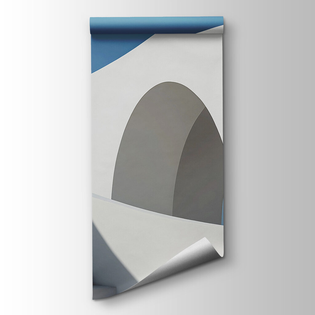 White staircase with arches