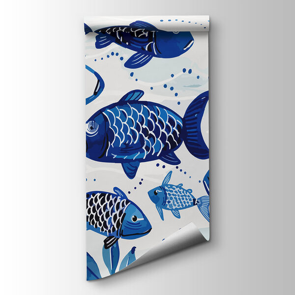 Group of blue fish swimming in water