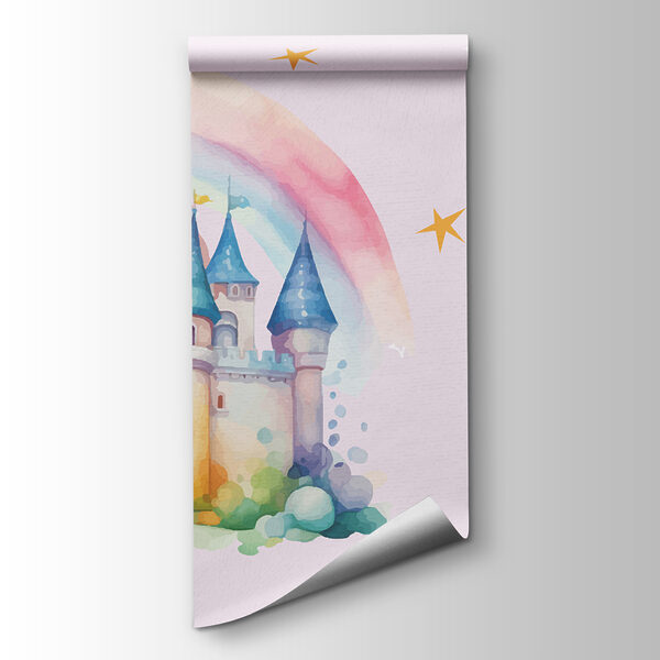 Cartoon of a princess and a castle