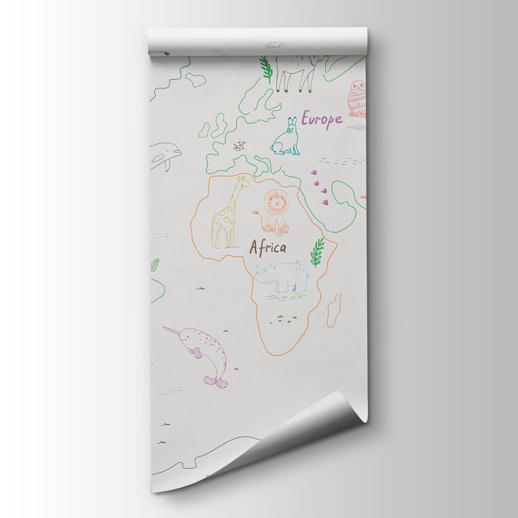 Map of the world with animals and text Map of the world with animals and text