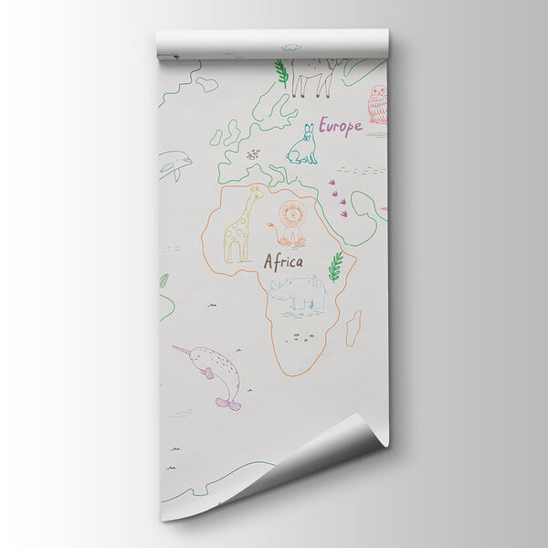 Map of the world with animals and text Map of the world with animals and text