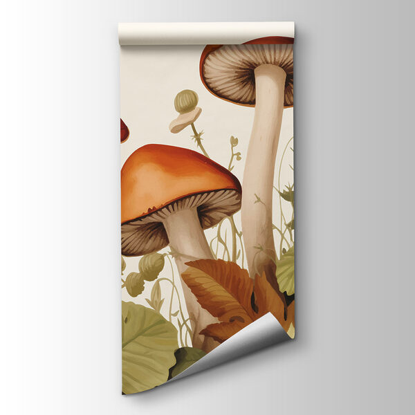 Group of mushrooms with leaves Group of mushrooms with leaves