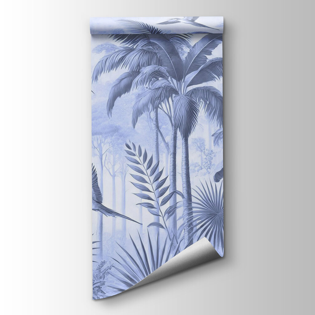 Wallpaper with birds flying in the forest