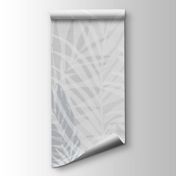 Grey and white background with leaves