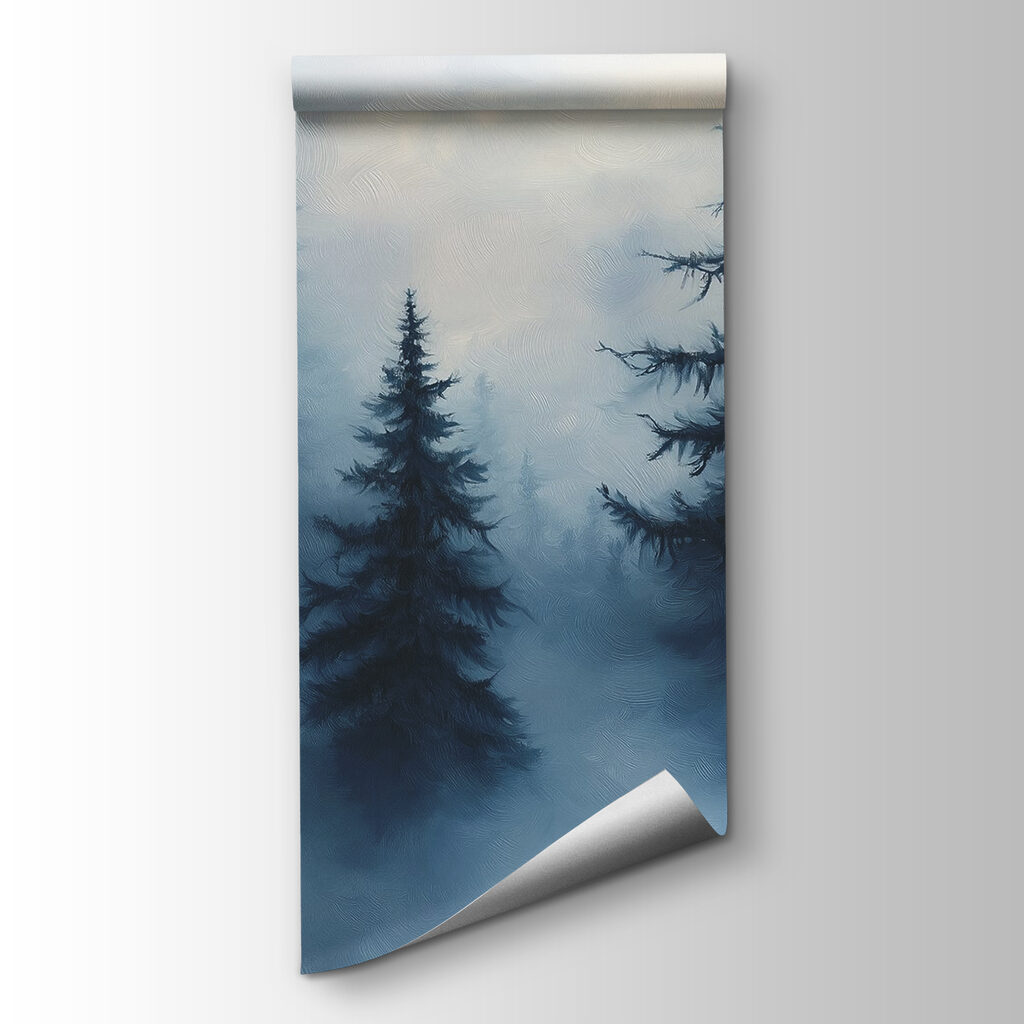 Foggy forest with trees