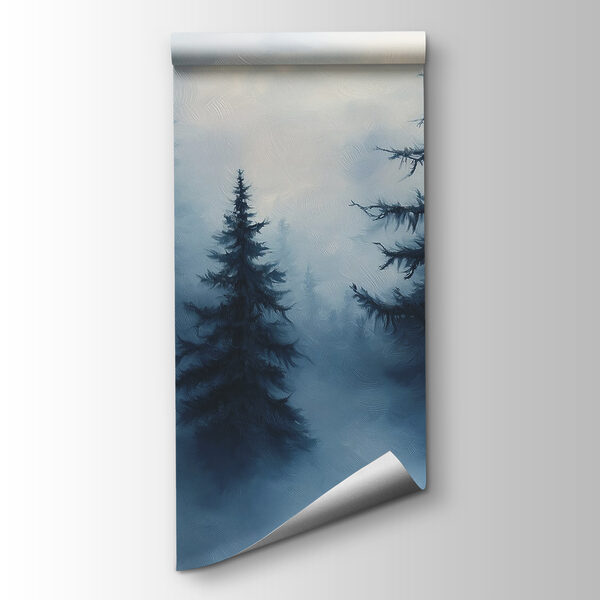 Foggy forest with trees