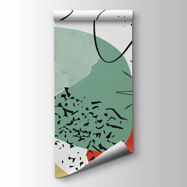 Colorful art with black and red and yellow shapes